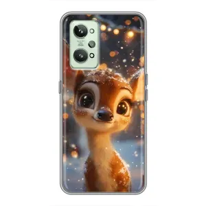 Яскравий чохол для Realme GT2 з Зимові Оленята (Оленятко серед гірлянд)