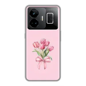 Чехол с розовым рисунком для Realme GT3 (Букет цветов)