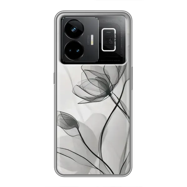 Чехол с принтом «Черные цветы» для Realme GT3