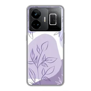 Силконовий чохол з принтом в квітах на Realme GT3 (Фіолетове листя абстракція)