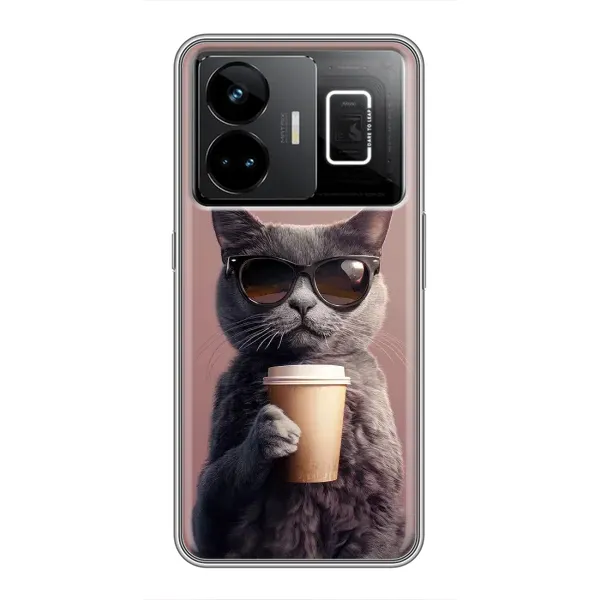 Чехол с принтом «Кот с кофе» для Realme GT3