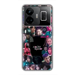 Чехол Гра в кальмара для Realme GT3 (Коллаж Игра кальмара)