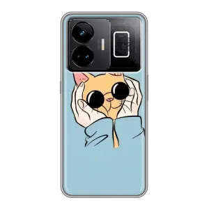 Чохол з принтом «Котик в окулярах» для Realme GT3