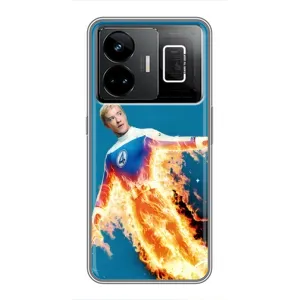 Чехол с принтом Фантастическая четверка для Realme GT3 (Человек-факел в огне)