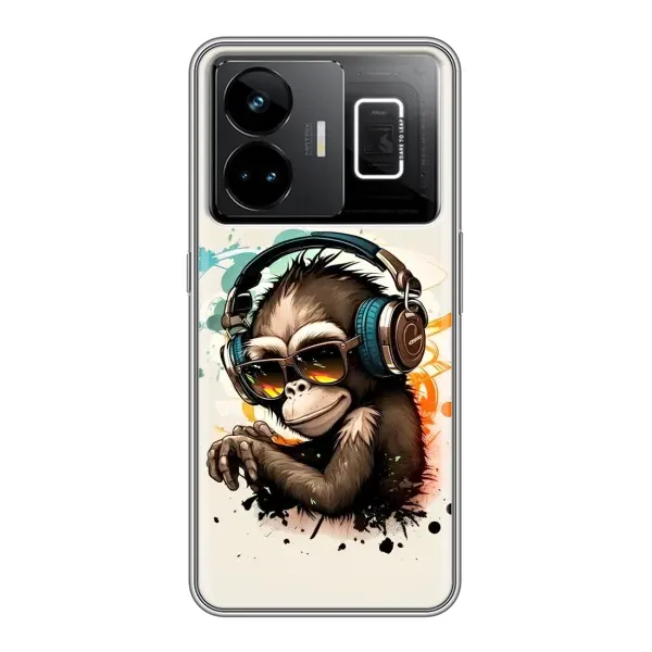 Чехол с принтом «Макака в наушниках» для Realme GT3