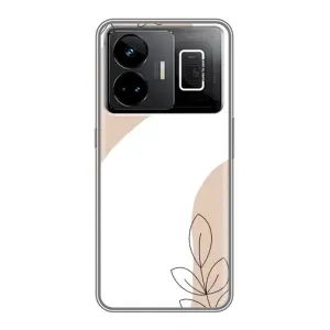 Силконовий чохол з принтом в квітах на Realme GT3 (Нюдова гілочка абстракція)