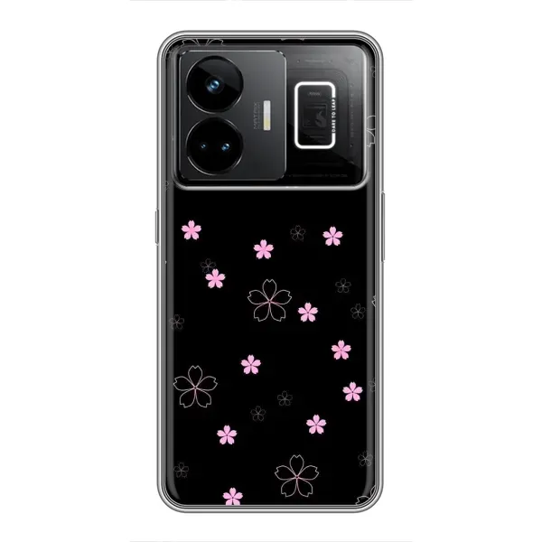 Чехол с принтом «Розовые цветы на черном» для Realme GT3 Чехол с принтом «Розовые цветы на черном» для Realme GT3