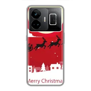 Рождественские Чехлы для Realme GT3 (VPrint) (Санта с оленями)