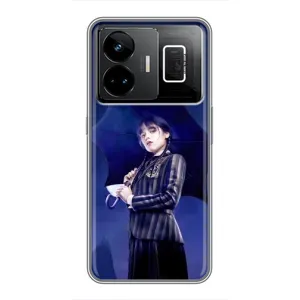 Чехлы Венсдей на Realme GT3 Уэнсдей (AlphaPrint) (Уэнздей с зонтом)