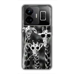 Силіконовий чохол з КАРТИНКАМИ літо для Realme GT3 (AlphaPrint) (Жирафи в окулярах)