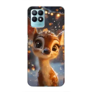 Яркий чехол для Realme NARZO 50 с Зимними Оленятами (Олененок среди гирлянд)