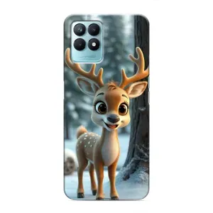 Яркий чехол для Realme NARZO 50 с Зимними Оленятами (Олененок в лесу)