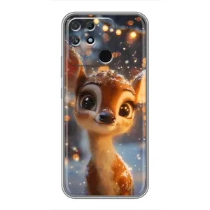 Яркий чехол для Realme NARZO 50A с Зимними Оленятами (Олененок среди гирлянд)