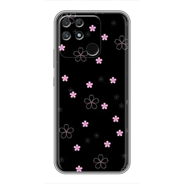 Чехол с принтом «Розовые цветы на черном» для Realme NARZO 50A Чехол с принтом «Розовые цветы на черном» для Realme NARZO 50A