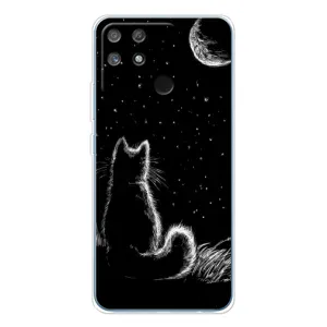 Чохол з принтом для Realme NARZO 80 Lite 4G (AlphaPrint) Модні коти (Котик і місяць)
