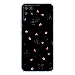 Чохол з розовим принтом для Realme NARZO 80 Lite 4G (Рожеві квіти на чорному)