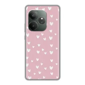 Чехол с розовым рисунком для RealMe Neo7 (Сердечки на розовом)