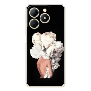 Чехлы (ART) Цветы на RealMe Note 70 (VPrint) (Білі квіти)