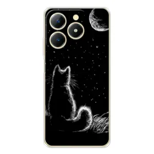 Чохол з принтом «Котик і місяць» для Realme Note 70