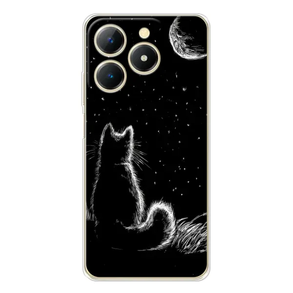 Чохол з принтом «Котик і місяць» для Realme Note 70