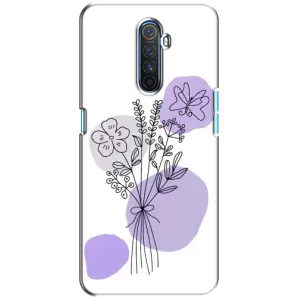Силиконовый чехол с принтом в цветах на Realme X2 Pro (Букет фиолетовая абстракция)
