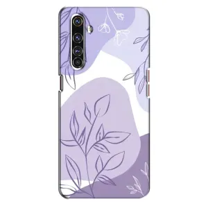 Силиконовый чехол с принтом в цветах на Realme X50 Pro (Фиолетовые листья абстракция)