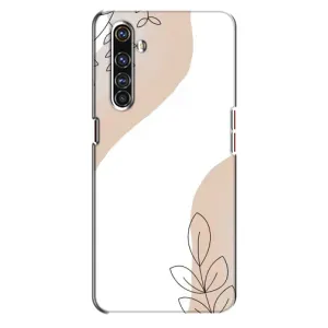 Силиконовый чехол с принтом в цветах на Realme X50 Pro (Нюдовая веточка абстракция)