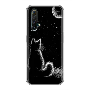 Чохол з принтом для Realme X50 (AlphaPrint) Модні коти (Котик і місяць)