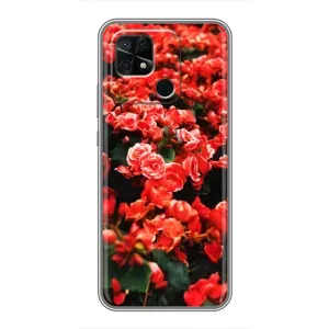 Чехлы с Цветами для Xiaomi Redmi 10C (VPrint) (Цветы красные)