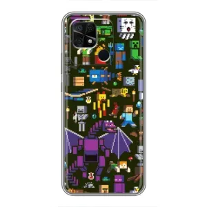 Чохол Майнкрафт на Xiaomi Redmi 10C (AlphaPrint) Minecraft (Колаж Майнкрафт)