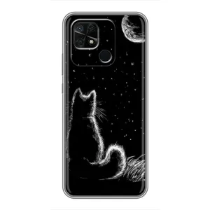 Чохол з принтом «Котик і місяць» для Xiaomi Redmi 10C