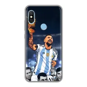 Чехлы для Xiaomi Redmi 6 pro (Leo чемпион) (AlphaPrint) (Месси с кубком)