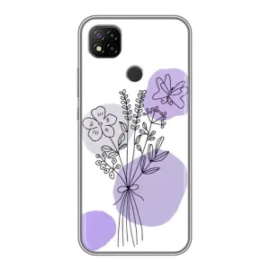 Силиконовый чехол с принтом в цветах на Xiaomi Redmi 9c (Букет фиолетовая абстракция)