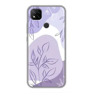Силиконовый чехол с принтом в цветах на Xiaomi Redmi 9c (Фиолетовые листья абстракция)