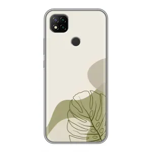 Силиконовый чехол с принтом в цветах на Xiaomi Redmi 9c (Зеленая монстера дизайн)