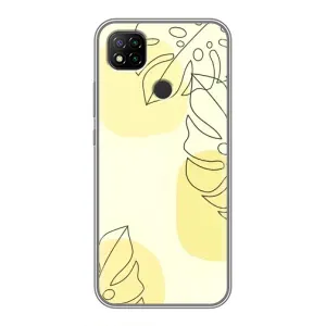 Силиконовый чехол с принтом в цветах на Xiaomi Redmi 9c (Желтая монстера арт)