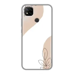 Силиконовый чехол с принтом в цветах на Xiaomi Redmi 9c (Нюдовая веточка абстракция)