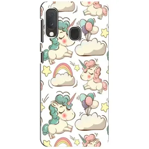 Чехол для Самсунг Галакси А20е - (Единорожки - Новинки) (AlphaPrint) (Единорожки)