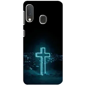 Чехол для Samsung A20e (AlphaPrint) - (Христианские) (Крест и город)