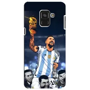 Чехлы для Samsung A8 Plus,  A730F (Leo чемпион) (AlphaPrint) (Месси с кубком)