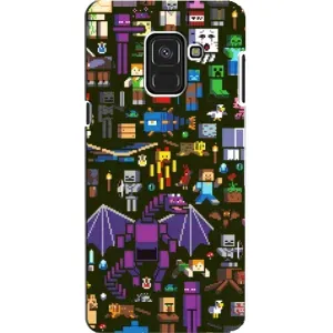 Чехол Майнкрафт на Samsung A8, A8 2018, A530F (AlphaPrint) Minecraft (Коллаж Майнкрафт)