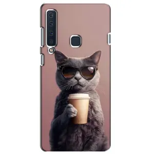 Чехол с принтом стильные животные для Самсунг А9 2018 (Кот с кофе)