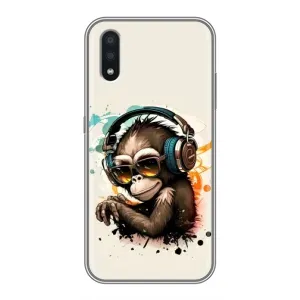 Чохол з Мавпами Samsung Galaxy A01 Core - (AlphaPrint) (Макака в навушниках)