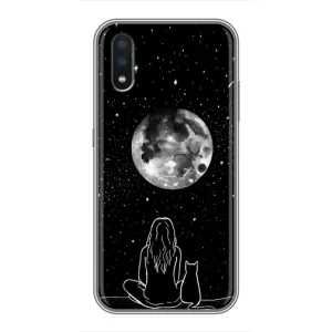 Чохол з малюнком кіт на Samsung Galaxy A01 (Дівчина з котом)