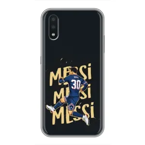 Чехлы для Samsung Galaxy A01 (Leo чемпион) (AlphaPrint) (Messi ПСЖ)