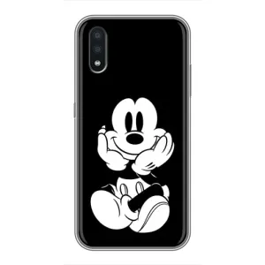 Эксклюзивный чехол для Samsung Galaxy A01 (AlphaPrint - Мультяшные) (Микки на черном)