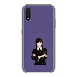 Чехлы Венсдей на Samsung Galaxy A01 Уэнсдей (AlphaPrint) (Уэнздей в черном)