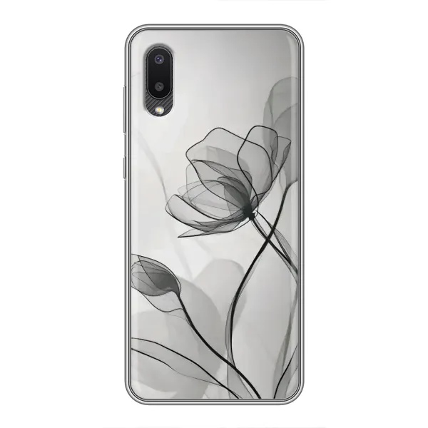 Чехол с принтом «Черные цветы» для Samsung Galaxy A02 Чехол с принтом «Черные цветы» для Samsung Galaxy A02