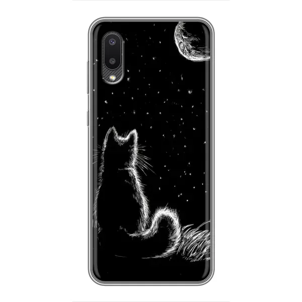 Чехол с принтом «Котик и луна» для Samsung Galaxy A02 Чехол с принтом «Котик и луна» для Samsung Galaxy A02