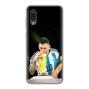 Чехлы для Samsung Galaxy A02 (Leo чемпион) (AlphaPrint) (Кубок Месси)